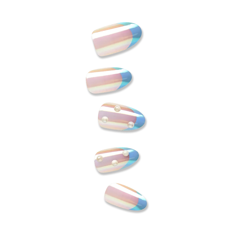 impress-premium-no-glue-press-on-nails-best-life-3d-jewel-french-metallic-blue-m image 1