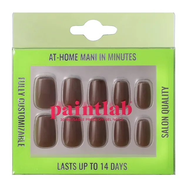 paintlab-brown-mocha-squoval-press-on-nails image 1