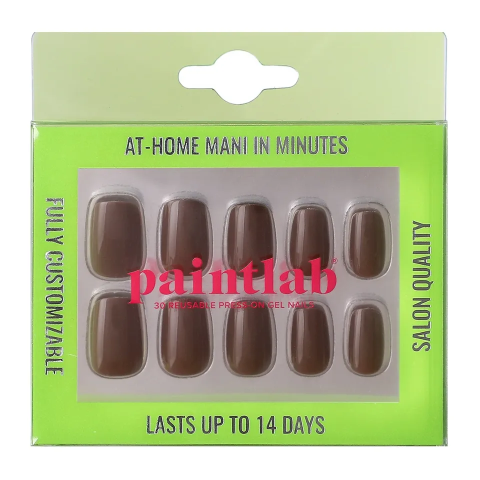 paintlab-brown-mocha-squoval-press-on-nails image 1