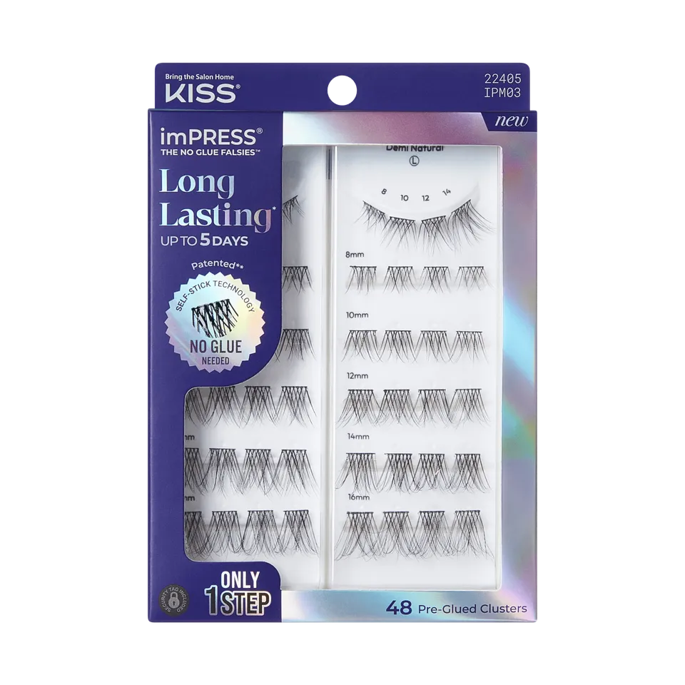 impress-falsies-long-lasting-pre-glued-false-eyelashes-demi-natural-48-lash-clus image 1