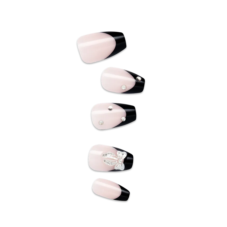 impress-by-the-river-3d-jewel-french-press-on-nails-black-medium-coffin-30-count image 1