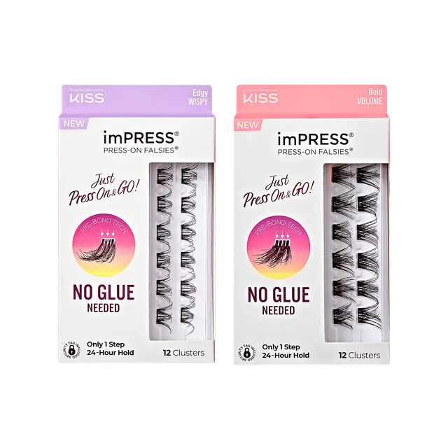 impress-press-on-falsies-bundle-wispy-to-wow-lash-duo-24-clusters-no-glue image 1