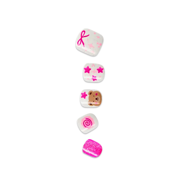 impress-kids-no-glue-fake-press-on-nails-my-girl-pink-squoval-kids-manicure image 1