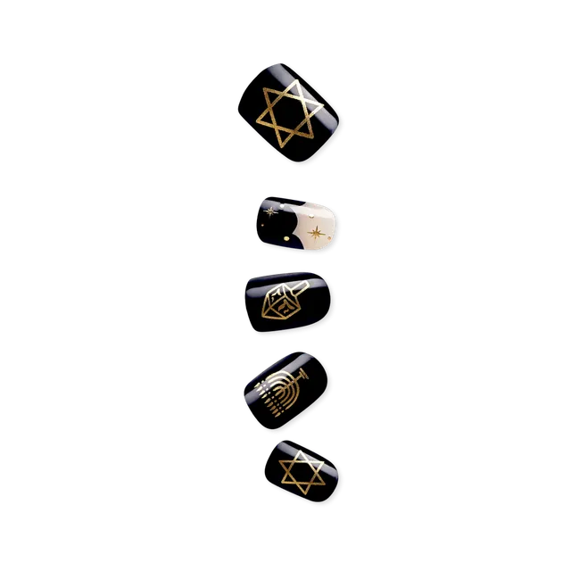 impress-design-limited-edition-hanukkah-press-on-nails-8-nights-blue-motif-short image 1