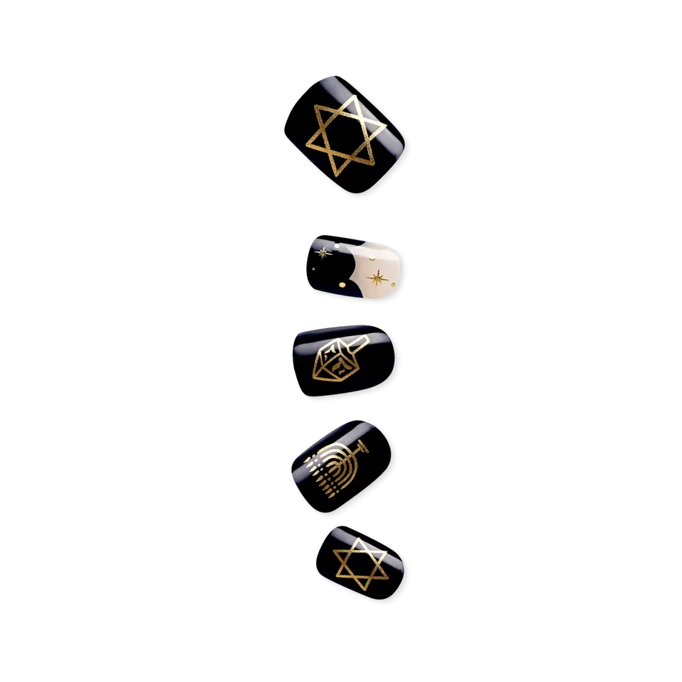 impress-design-limited-edition-hanukkah-press-on-nails-8-nights-blue-motif-short image 1