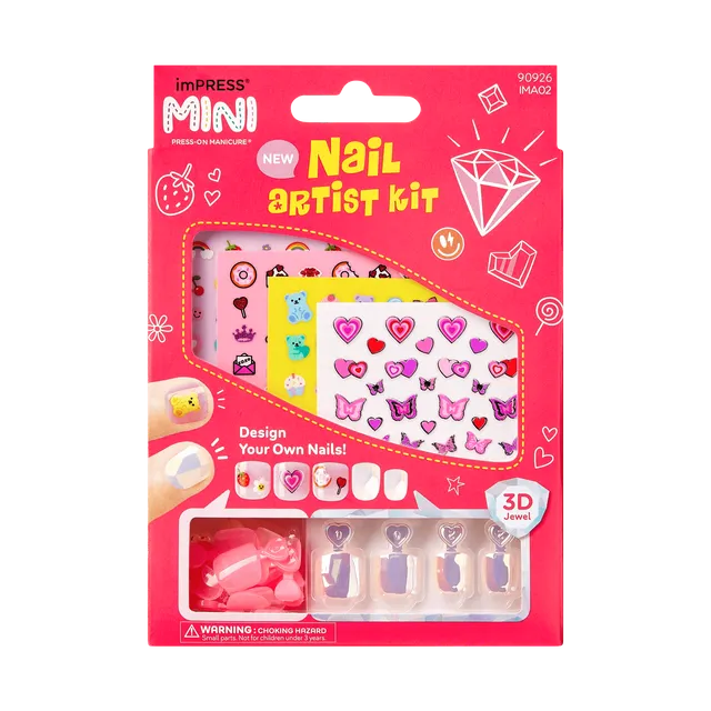 impress-mini-nail-artist-kit-wannabe-u-kids-press-on-nails-with-stickers-squoval image 1