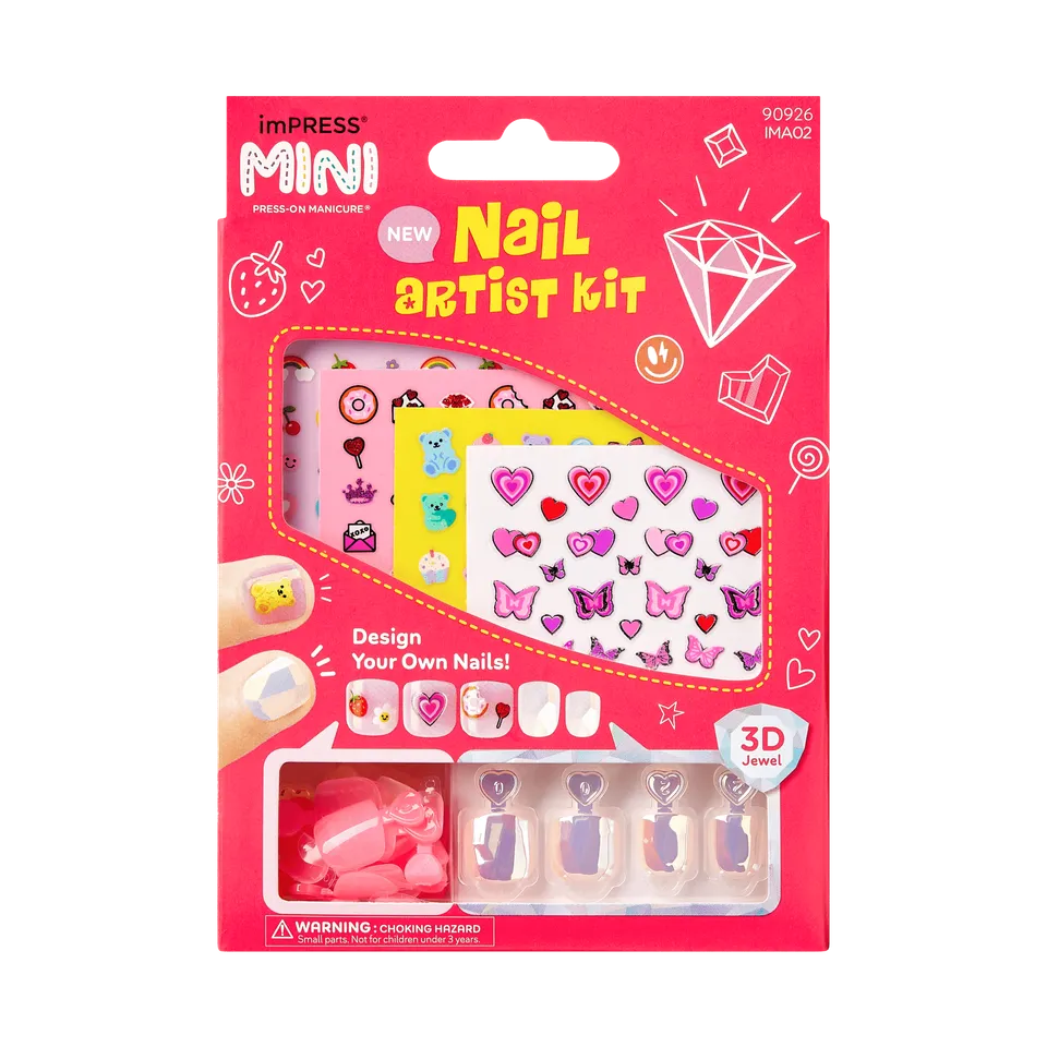 impress-mini-nail-artist-kit-wannabe-u-kids-press-on-nails-with-stickers-squoval image 1