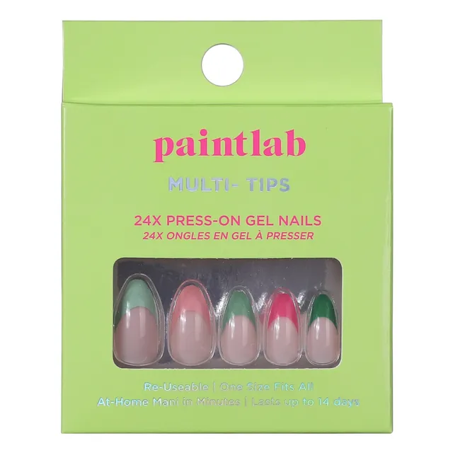 paintlab-multi-tips-almond-press-on-nails-playful-colorful-french-tips-set image 1