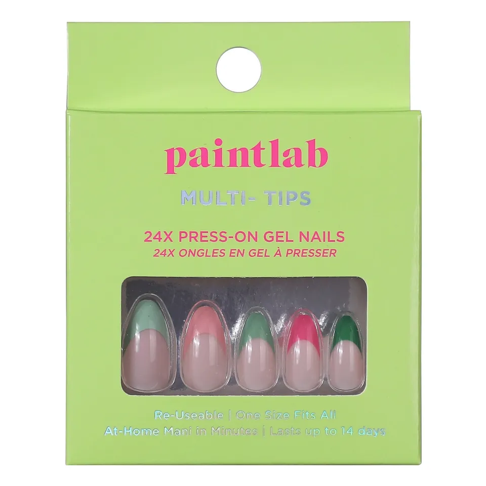 paintlab-multi-tips-almond-press-on-nails-playful-colorful-french-tips-set image 1