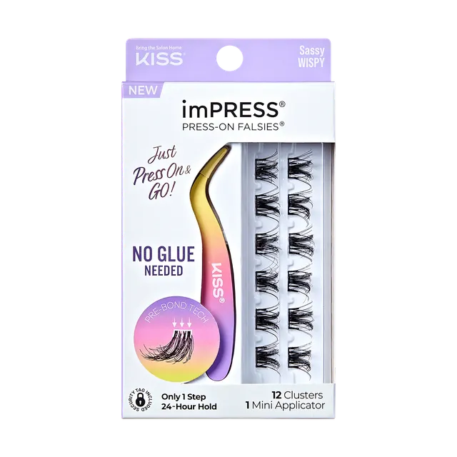 impress-falsies-pre-glued-false-eyelashes-minipack-sassy-12-clusters-with-applic image 1