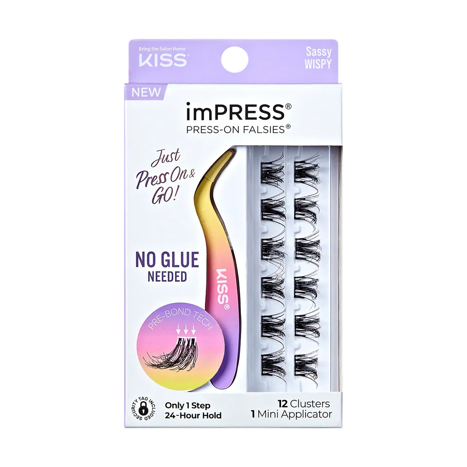 impress-falsies-pre-glued-false-eyelashes-minipack-sassy-12-clusters-with-applic image 1