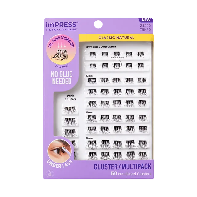 impress-classic-natural-pre-glued-false-eyelashes-multipack-50-lash-clusters-8mm image 1