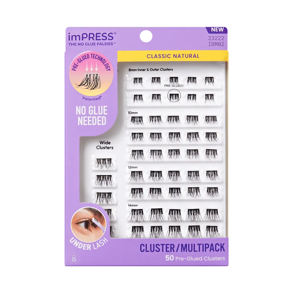 impress-classic-natural-pre-glued-false-eyelashes-multipack-50-lash-clusters-8mm image 1