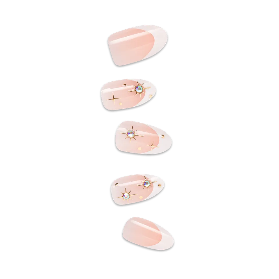impress-star-player-no-glue-press-on-nails-3d-jewel-french-white-medium-almond-m image 1