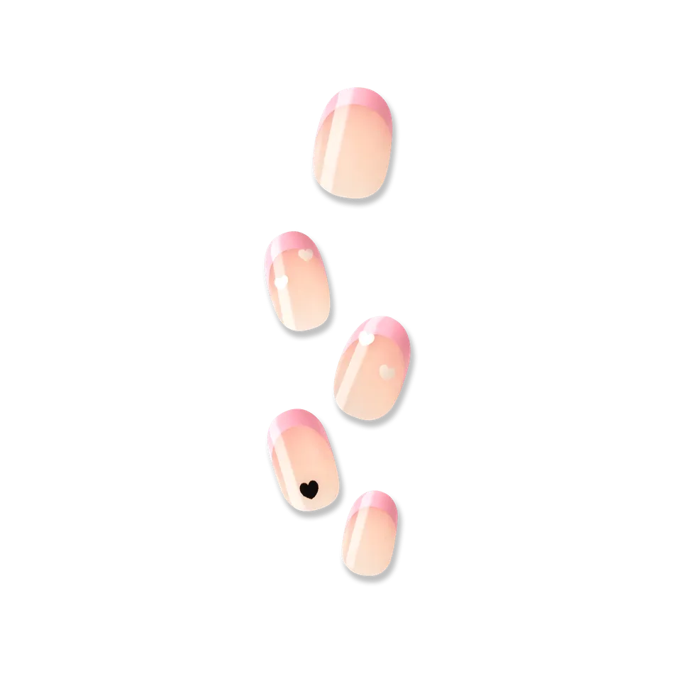 impress-french-no-glue-press-on-nails-ditto-pink-french-tips-short-oval-30-nails image 1