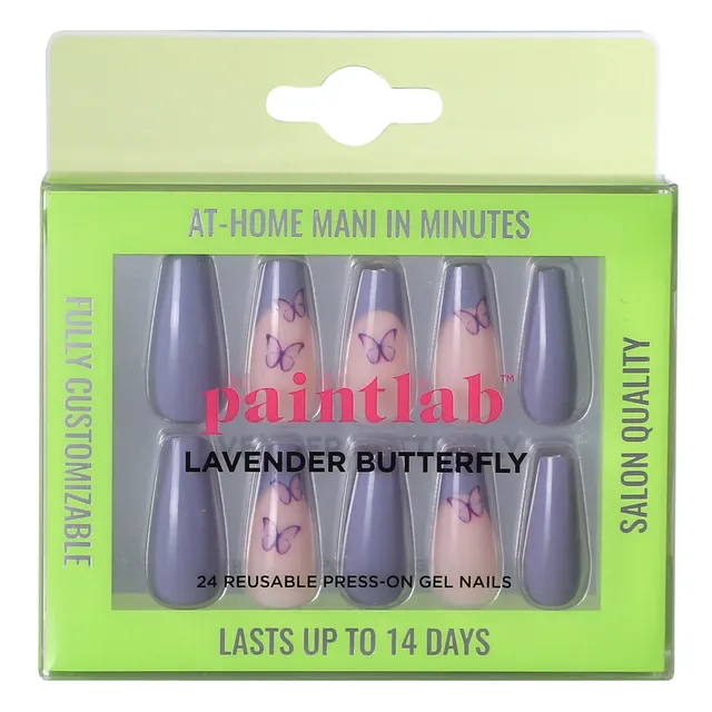 paintlab-lavender-butterfly-coffin-sleek-press-on-nails image 1