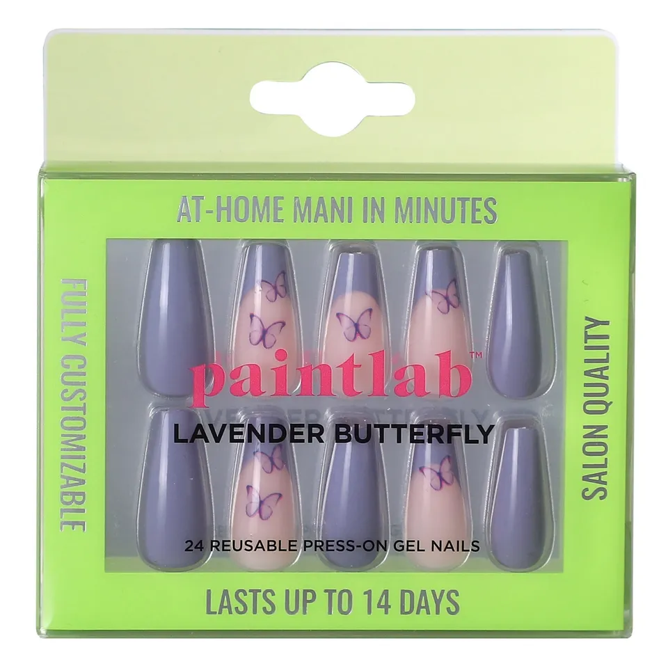 paintlab-lavender-butterfly-coffin-sleek-press-on-nails image 1