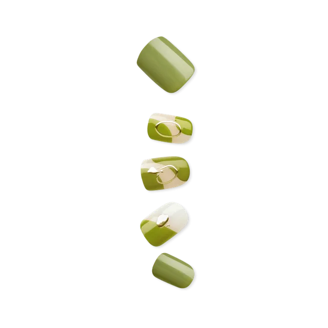 impress-design-no-glue-press-on-nails-before-sunrise-green-short-squoval image 1