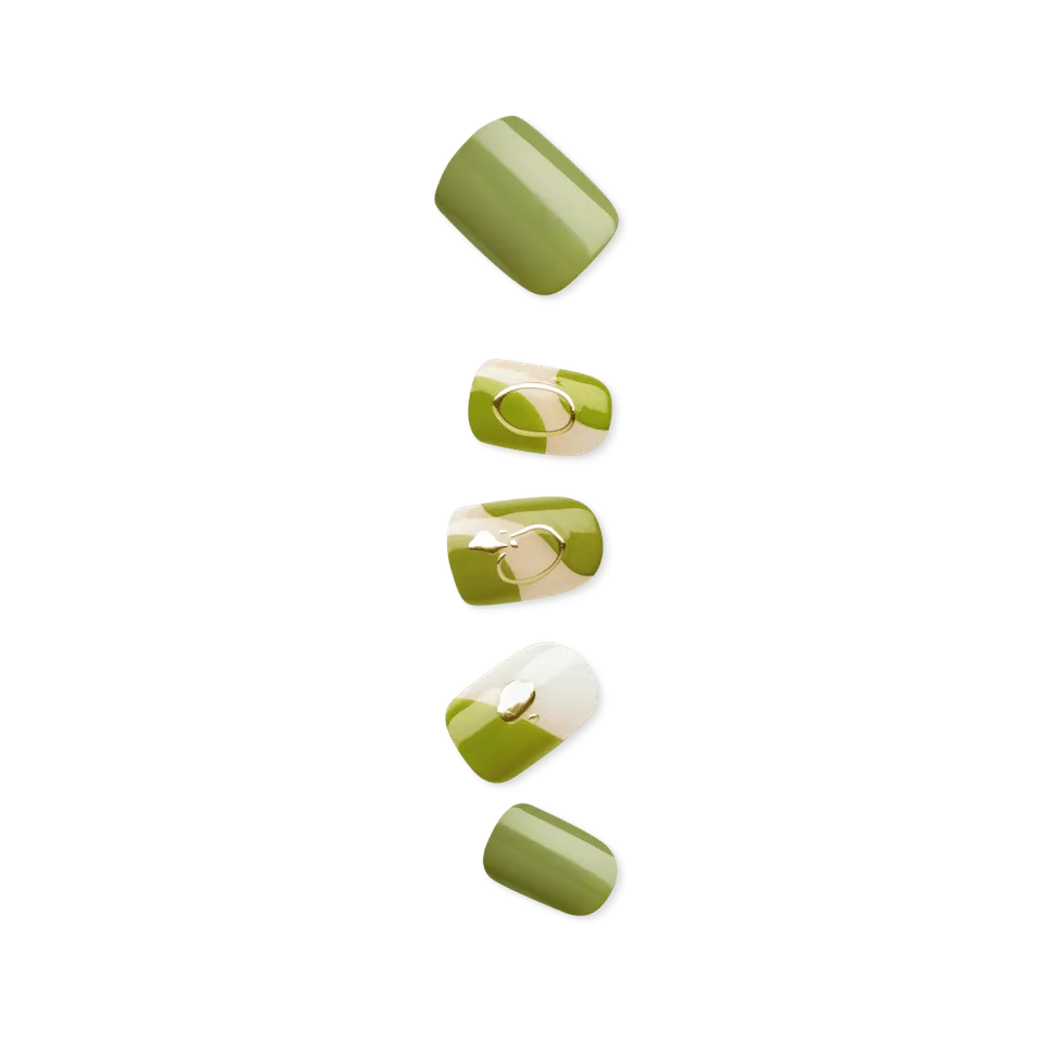 impress-design-no-glue-press-on-nails-before-sunrise-green-short-squoval image 1