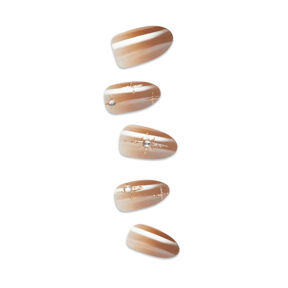 impress-design-no-glue-fake-press-on-nails-crisp-3d-jewel-brown-medium-almond-ma image 1