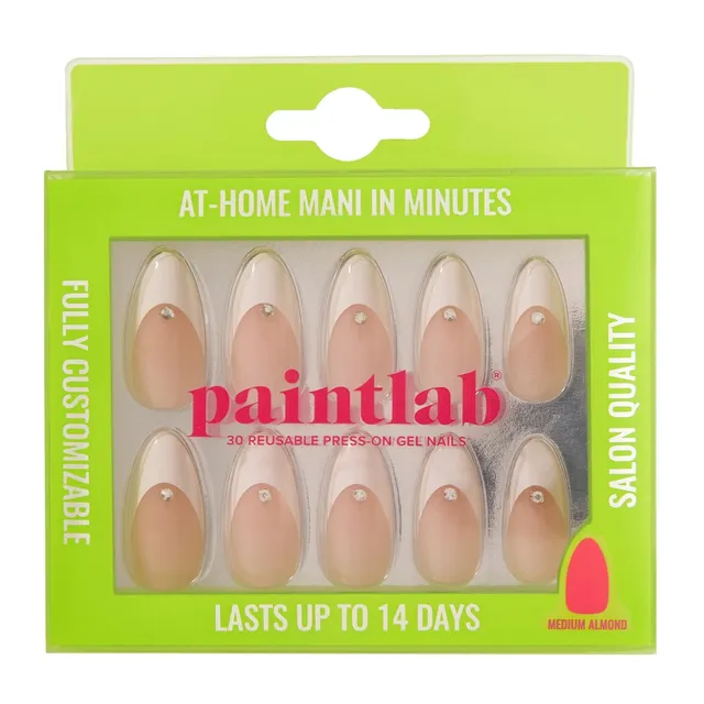 paintlab-diamond-french-almond-press-on-nails-crystal-encrusted-french-tips image 1