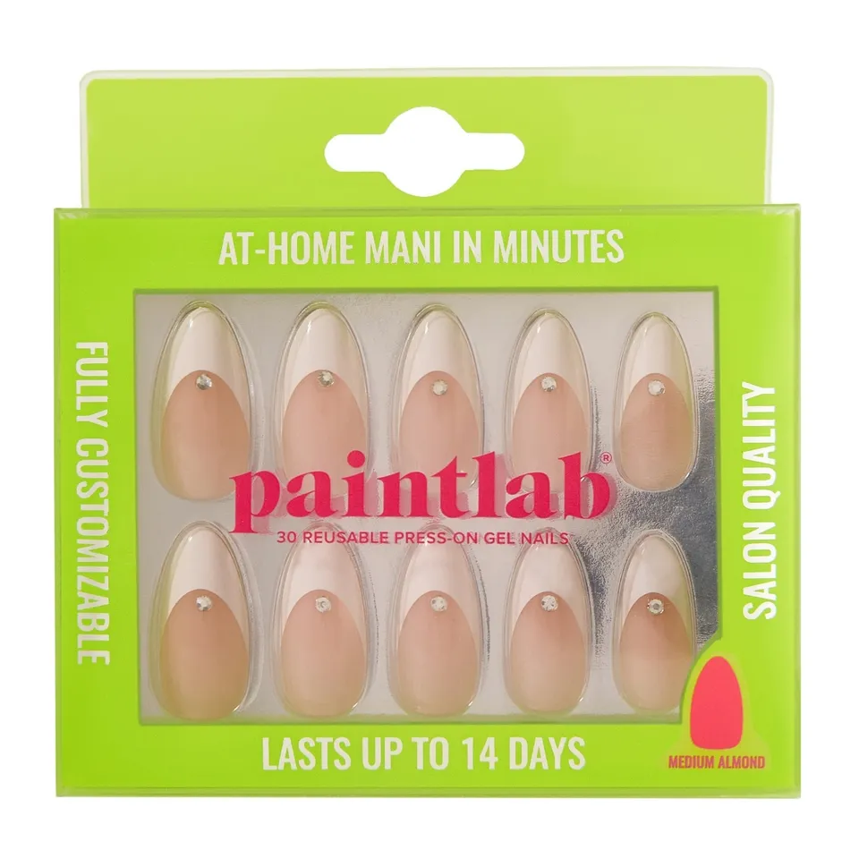 paintlab-diamond-french-almond-press-on-nails-crystal-encrusted-french-tips image 1