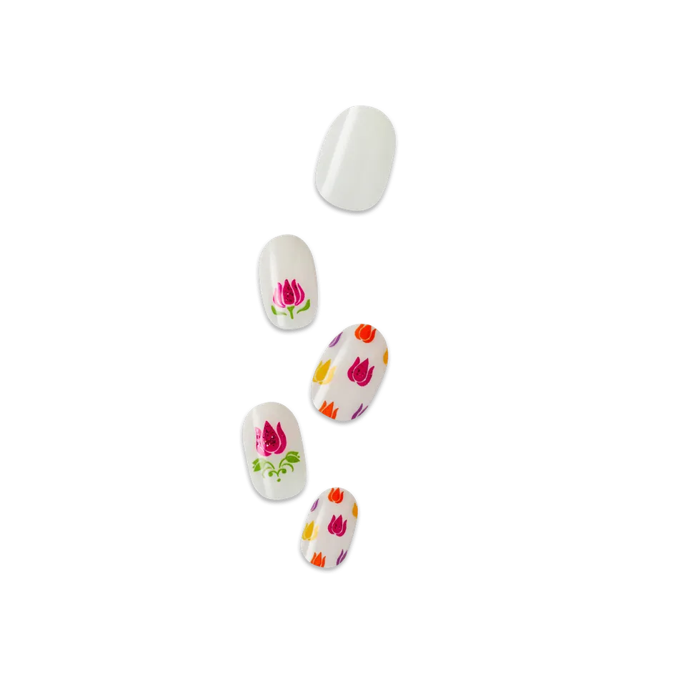 wicked-x-impress-beautifical-press-on-nails-design-white-medium-oval-manicure image 1