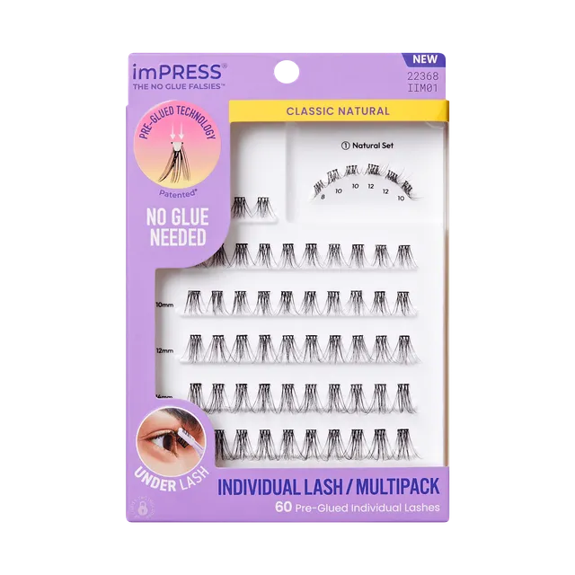impress-falsies-pre-glued-individual-false-eyelashes-multipack-classic-natural-6 image 1