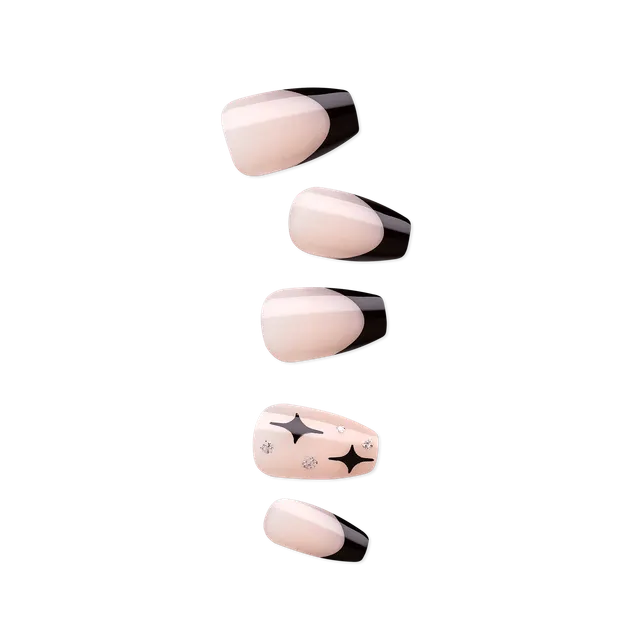 impress-design-press-on-nails-for-the-night-black-french-tip-medium-coffin image 1