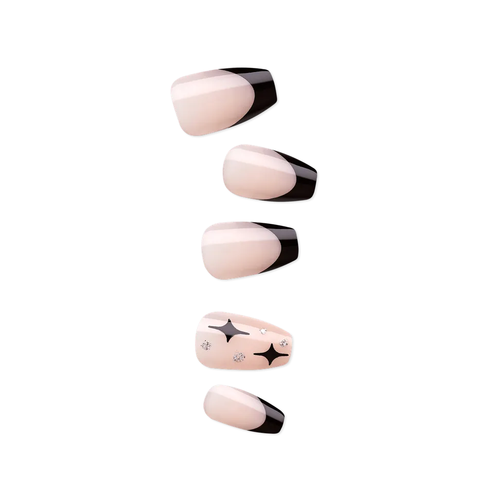 impress-design-press-on-nails-for-the-night-black-french-tip-medium-coffin image 1