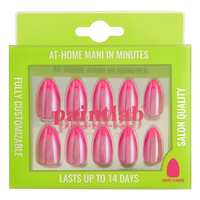 paintlab-pink-flamingo-short-almond-press-on-nails-tropical-festival-set image 1
