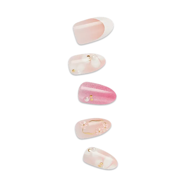 impress-design-no-glue-fake-press-on-nails-bloom-luxe-3d-jewel-design-pink-mediu image 1