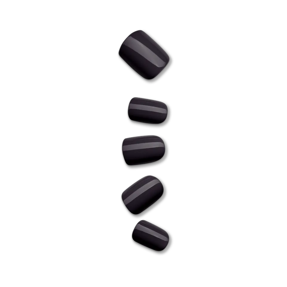 impress-color-no-glue-press-on-nails-all-black-solid-black-short-squoval image 1