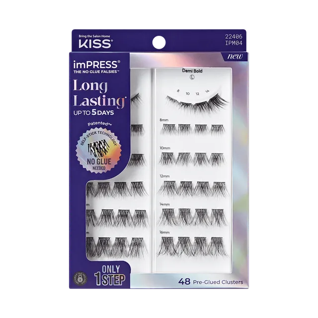 impress-falsies-long-lasting-pre-glued-eyelashes-demi-bold-48-clusters-8mm-16mm- image 1