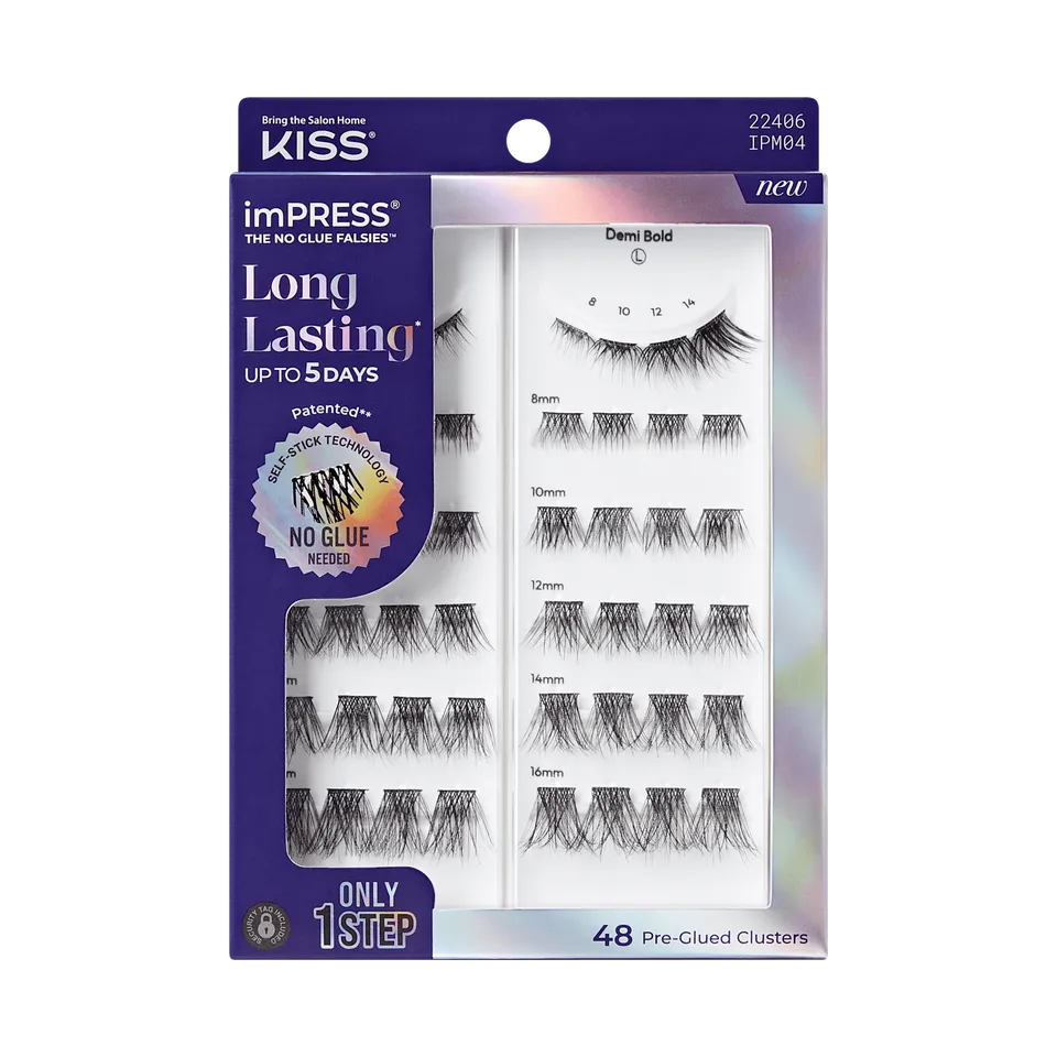 impress-falsies-long-lasting-pre-glued-eyelashes-demi-bold-48-clusters-8mm-16mm- image 1