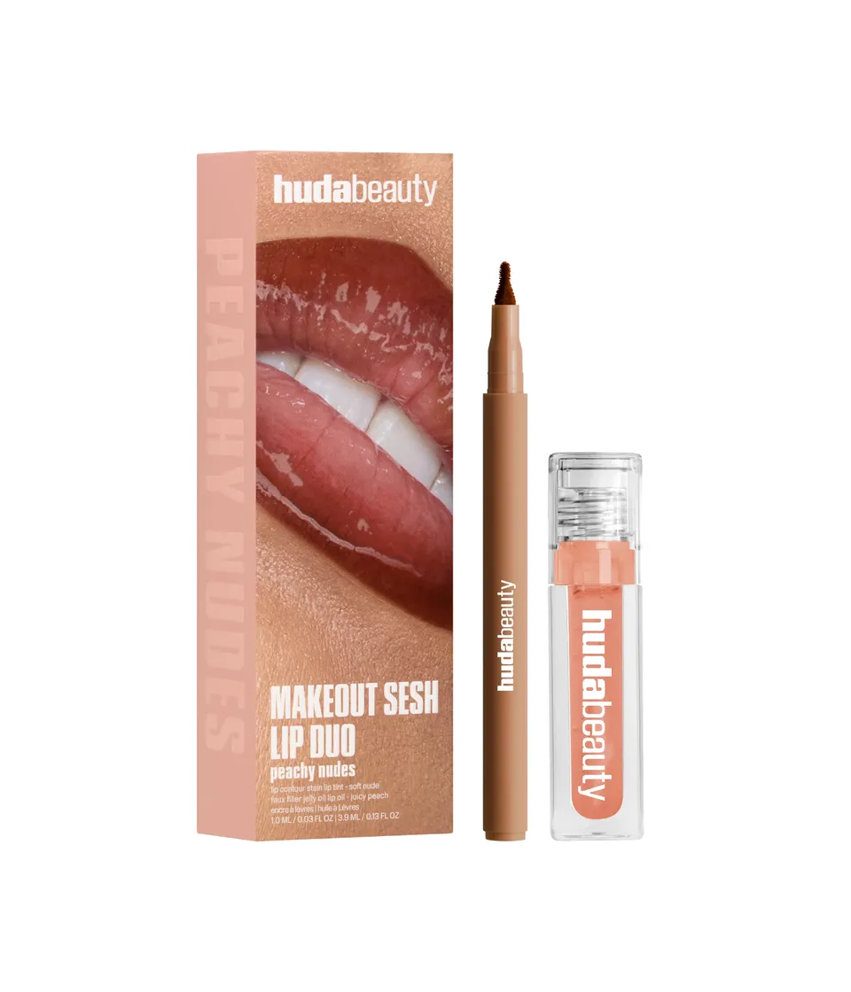 huda-beauty-makeout-sesh-lip-duo-peachy-nudes image 1