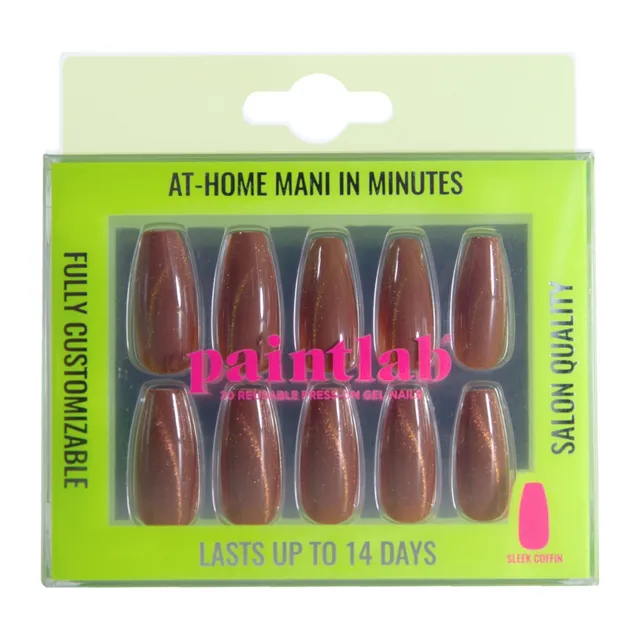 paintlab-chocolate-cat-eye-coffin-sleek-press-on-nails image 1