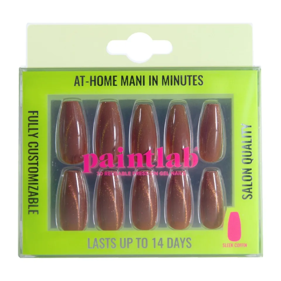 paintlab-chocolate-cat-eye-coffin-sleek-press-on-nails image 1