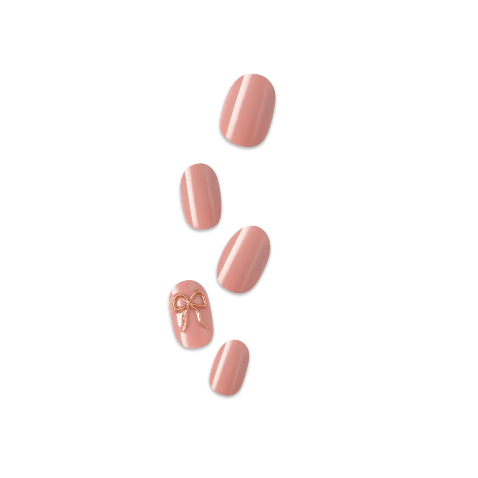 impress-design-no-glue-fake-press-on-nails-close-to-you-3d-solid-pink-short-oval image 1
