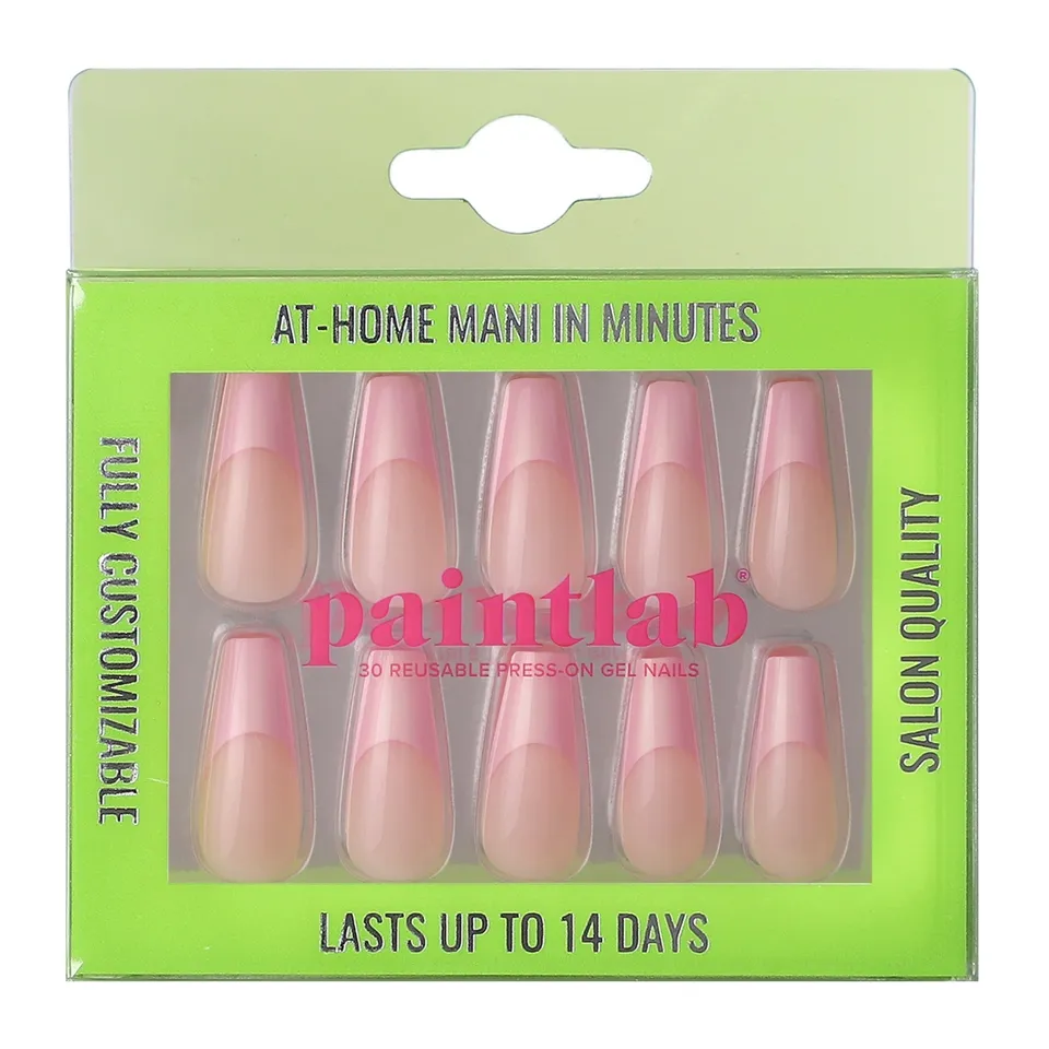 paintlab-blush-pink-coffin-sleek-press-on-nails image 1
