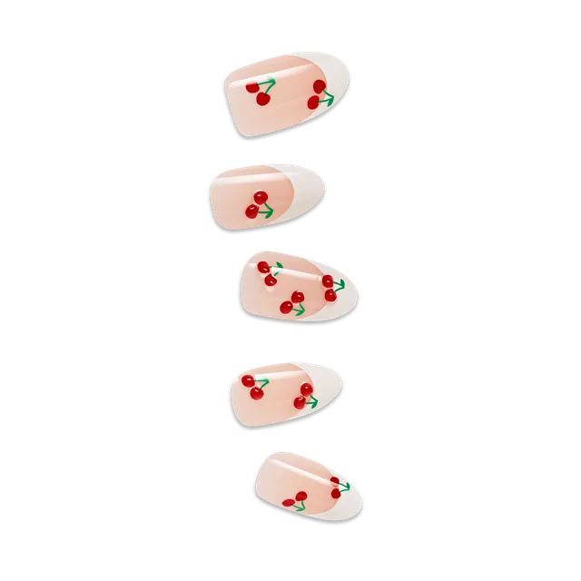 impress-design-no-glue-press-on-nails-coast-french-design-white-red-cherries-med image 1
