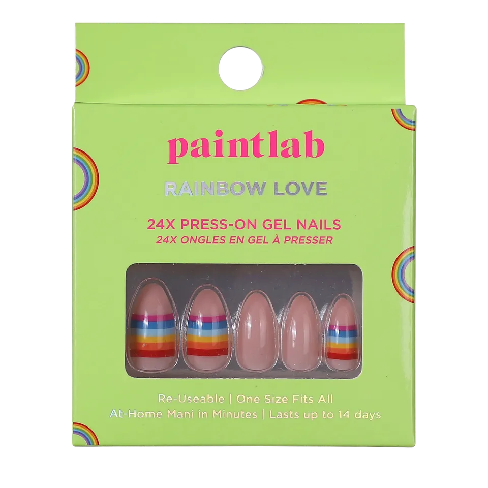 paintlab-rainbow-love-almond-press-on-nails image 1