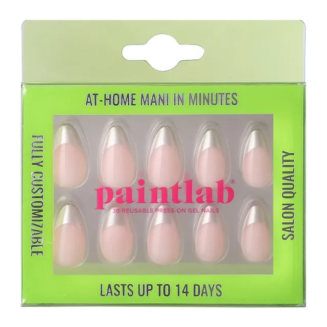 paintlab-chrome-silver-tips-short-almond-press-on-nails-futuristic-french-manicu image 1