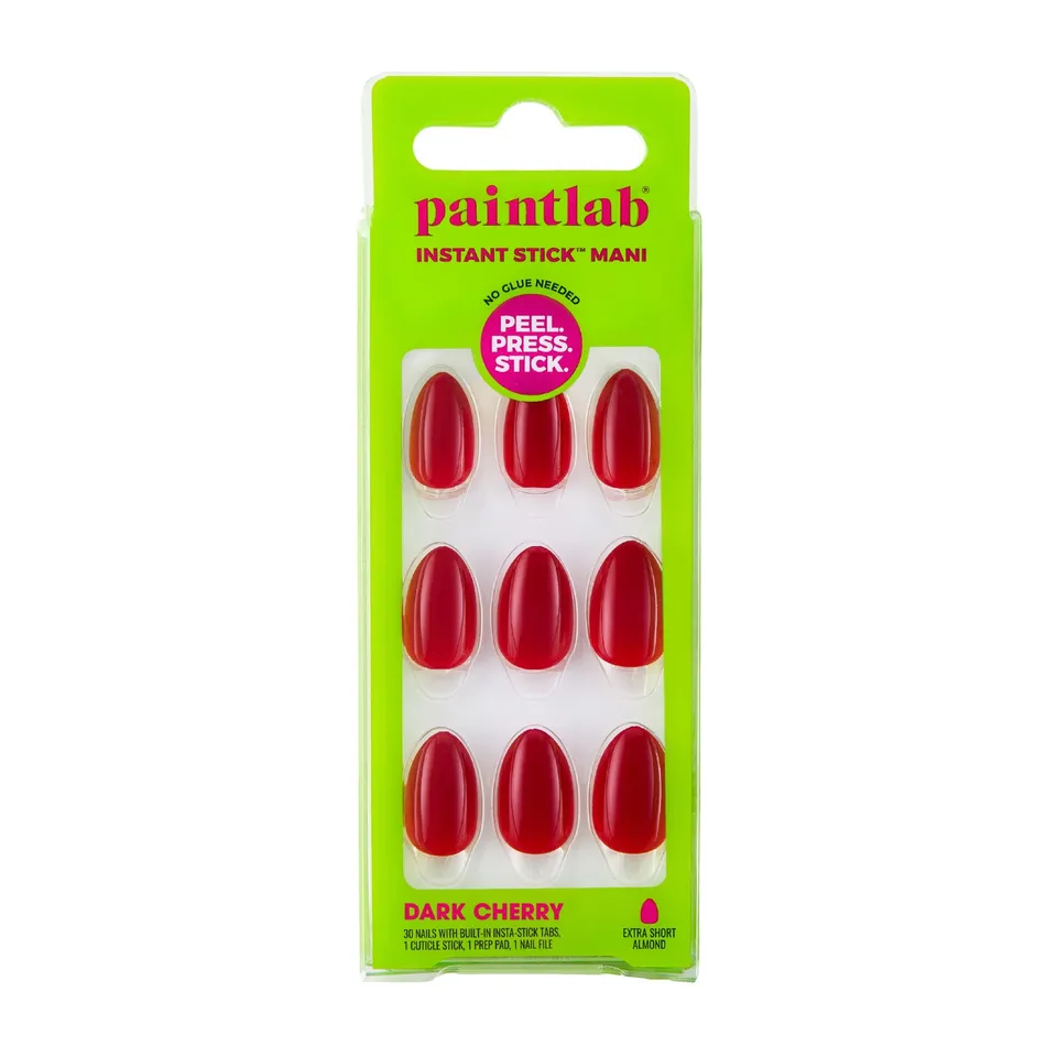 paintlab-dark-cherry-instant-stick-mani-extra-short-almond-press-on-nails image 1