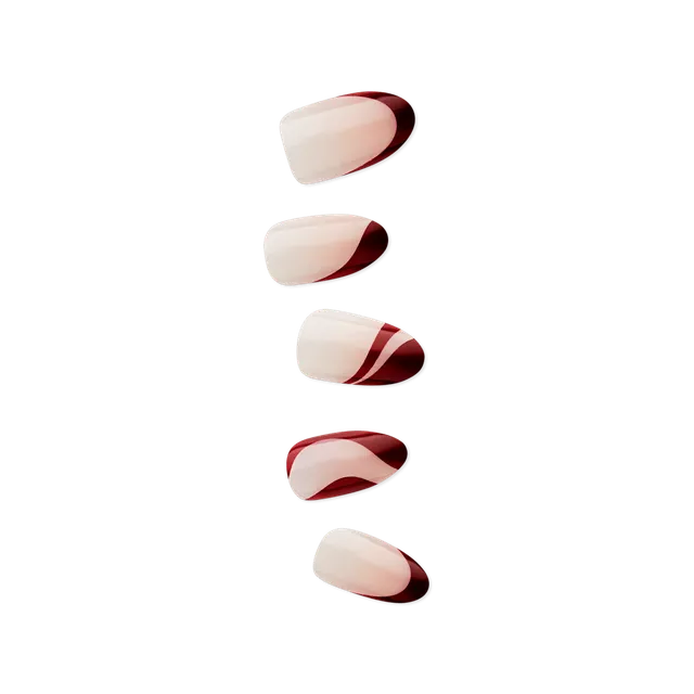 impress-no-glue-press-on-nails-vision-red-french-almond-medium-30-count image 1