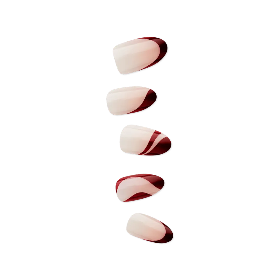 impress-no-glue-press-on-nails-vision-red-french-almond-medium-30-count image 1
