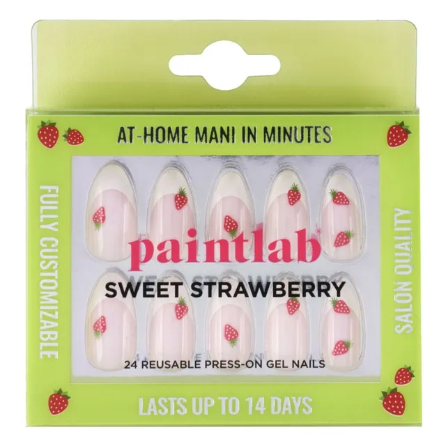 paintlab-sweet-strawberry-almond-press-on-nails-with-french-tips image 1