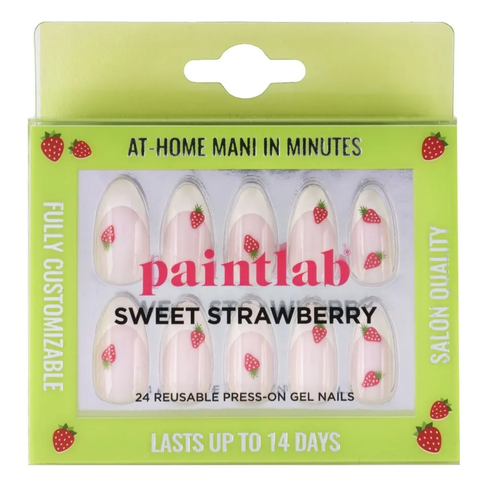 paintlab-sweet-strawberry-almond-press-on-nails-with-french-tips image 1