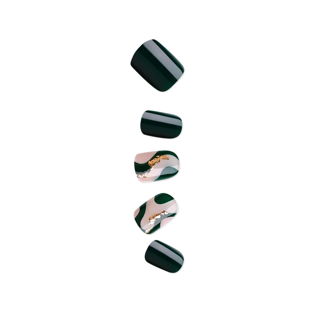 impress-time-lapse-no-glue-press-on-nails-green-short-squoval image 1