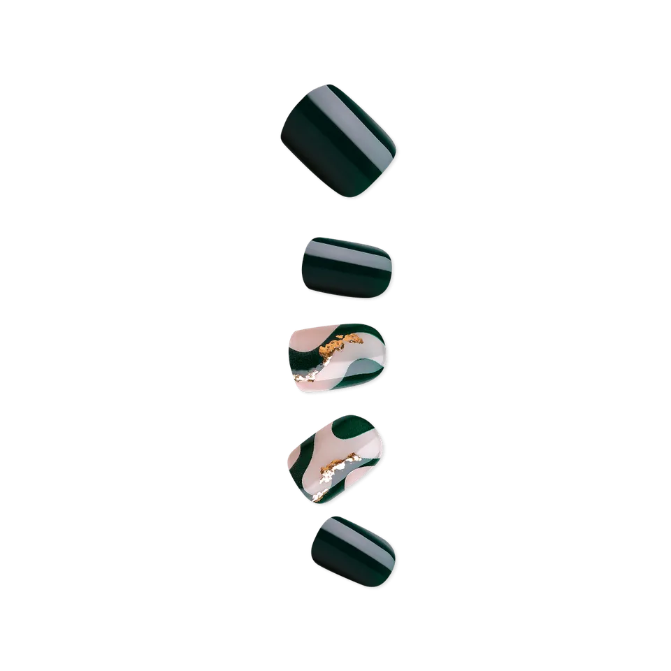 impress-time-lapse-no-glue-press-on-nails-green-short-squoval image 1
